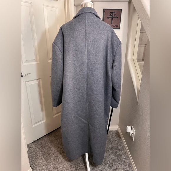 BOOHOO NWT Oversized gray Wool blend double breast trench coat jacket size 14 - Picture 4 of 14